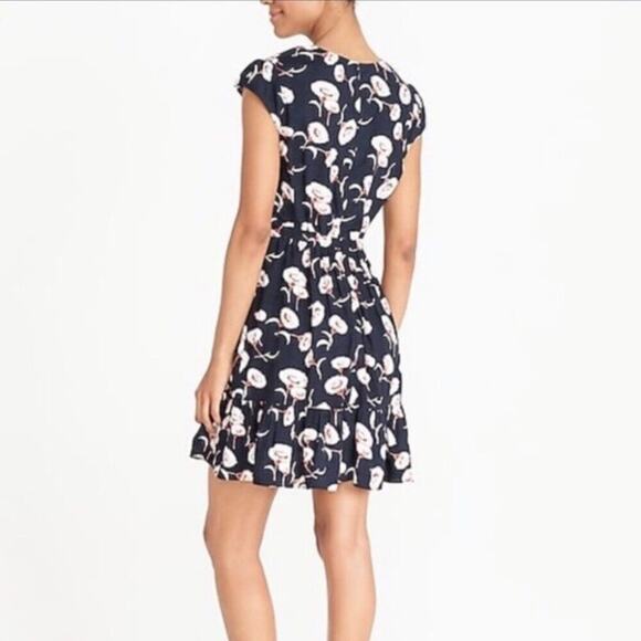 J Crew Mercantile Navy an Rust Faux Wrap Tiered Ruffle Mini Dress Floral Size 00 - Picture 6 of 11